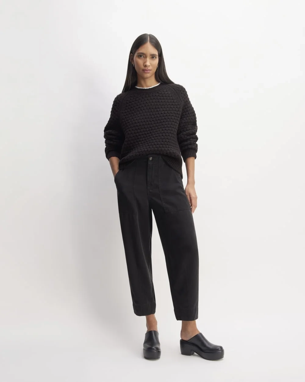 The Cloud Oversized Textured Crew | Black (2)