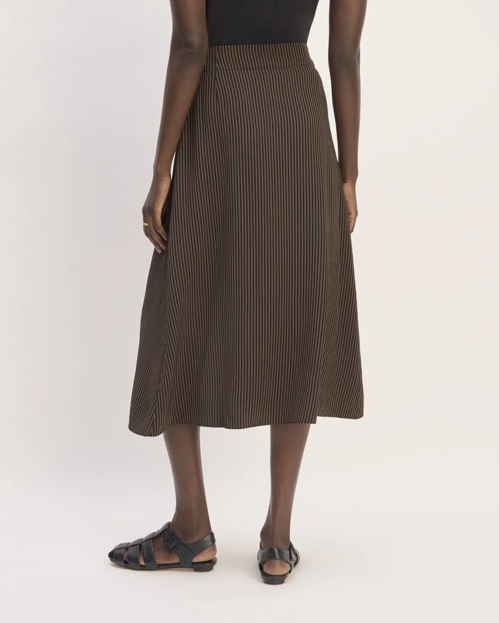 The Mini Jacquard Stripe Slip Skirt | Cocoa / Black (3)