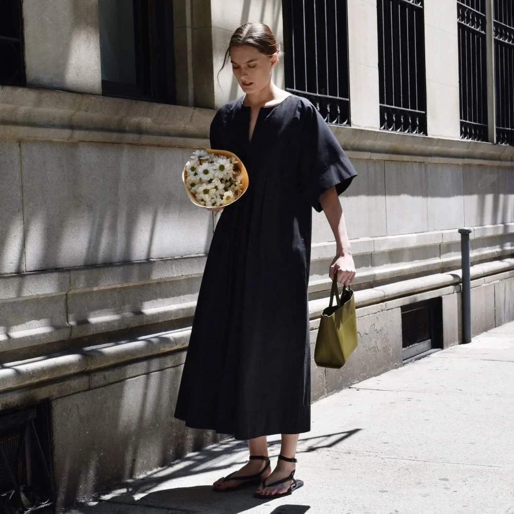 The Poplin Caftan Dress | Black (3)