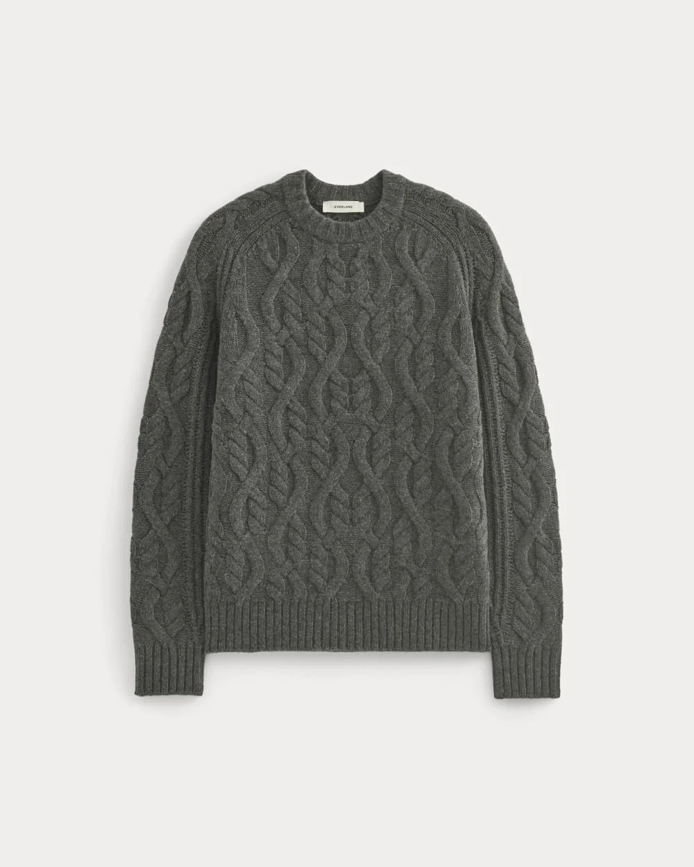 Cable Knit Crew in Luxe Merino | Heathered Soot (3)