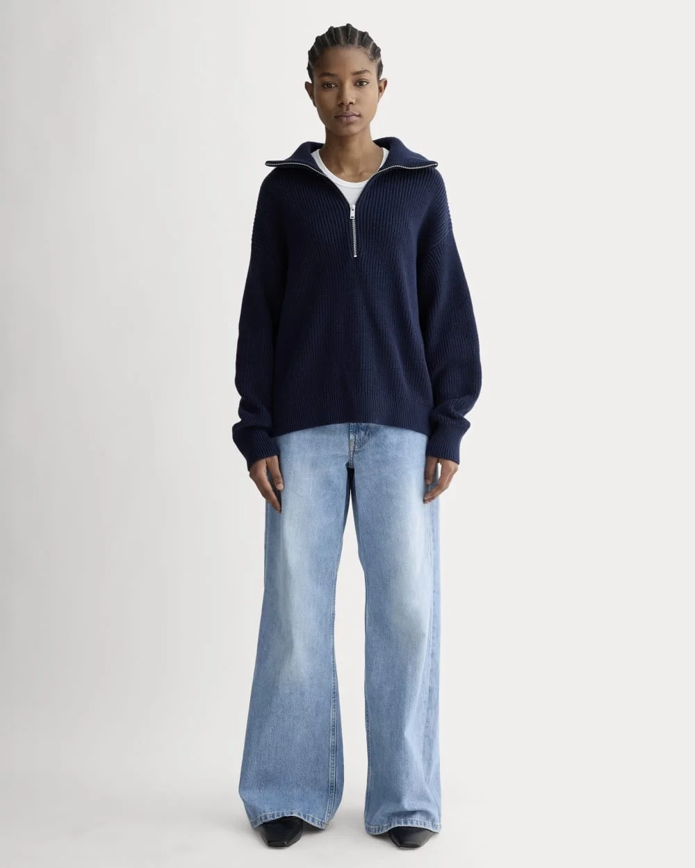 The Half-Zip in Everyday Cotton | Navy (2)