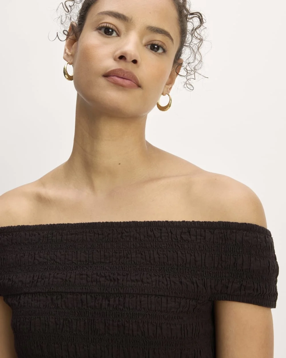 The Gauze Off-the-Shoulder Dress | Black (3)
