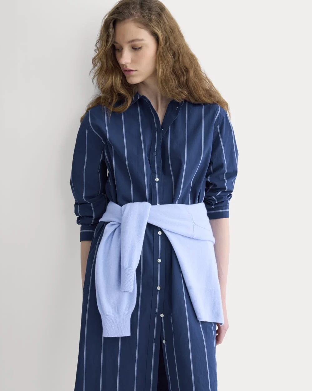 Midi Shirtdress in Ultrasoft Cotton | Estate Blue/Open Air/White (2)