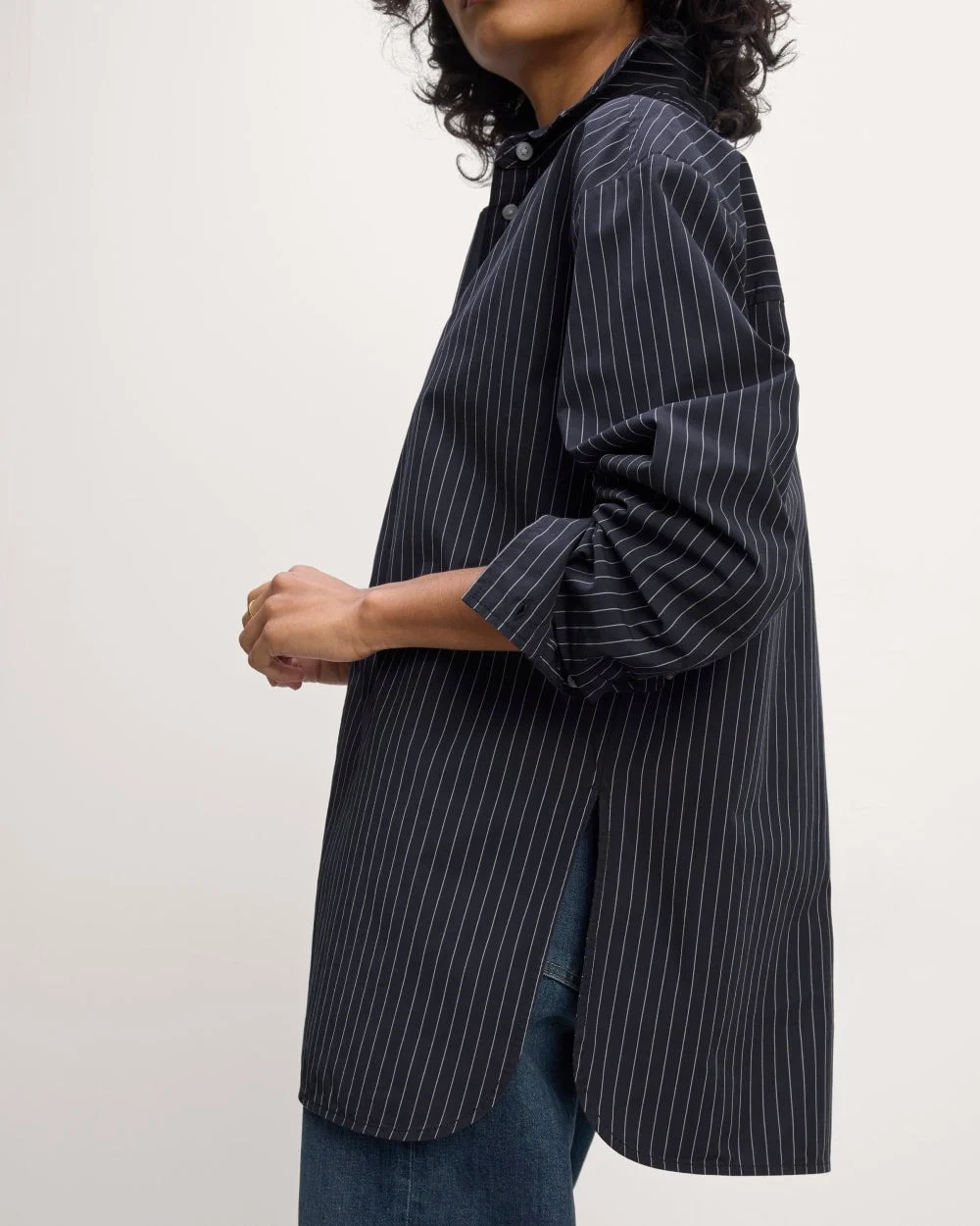 The Supima® Cotton Boyfriend Shirt | Navy / White (4)