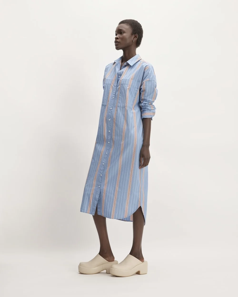 The Midi Cotton Shirt Dress | Parisian Blue / Black / Rusted Red / Bone (2)