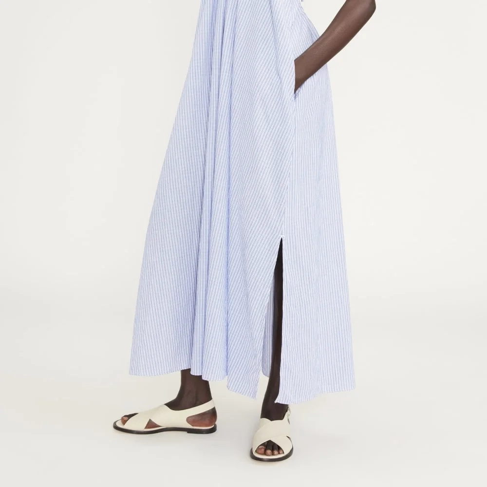 The Tie-Back Halter Dress | Mazarine Blue / Optic White (4)