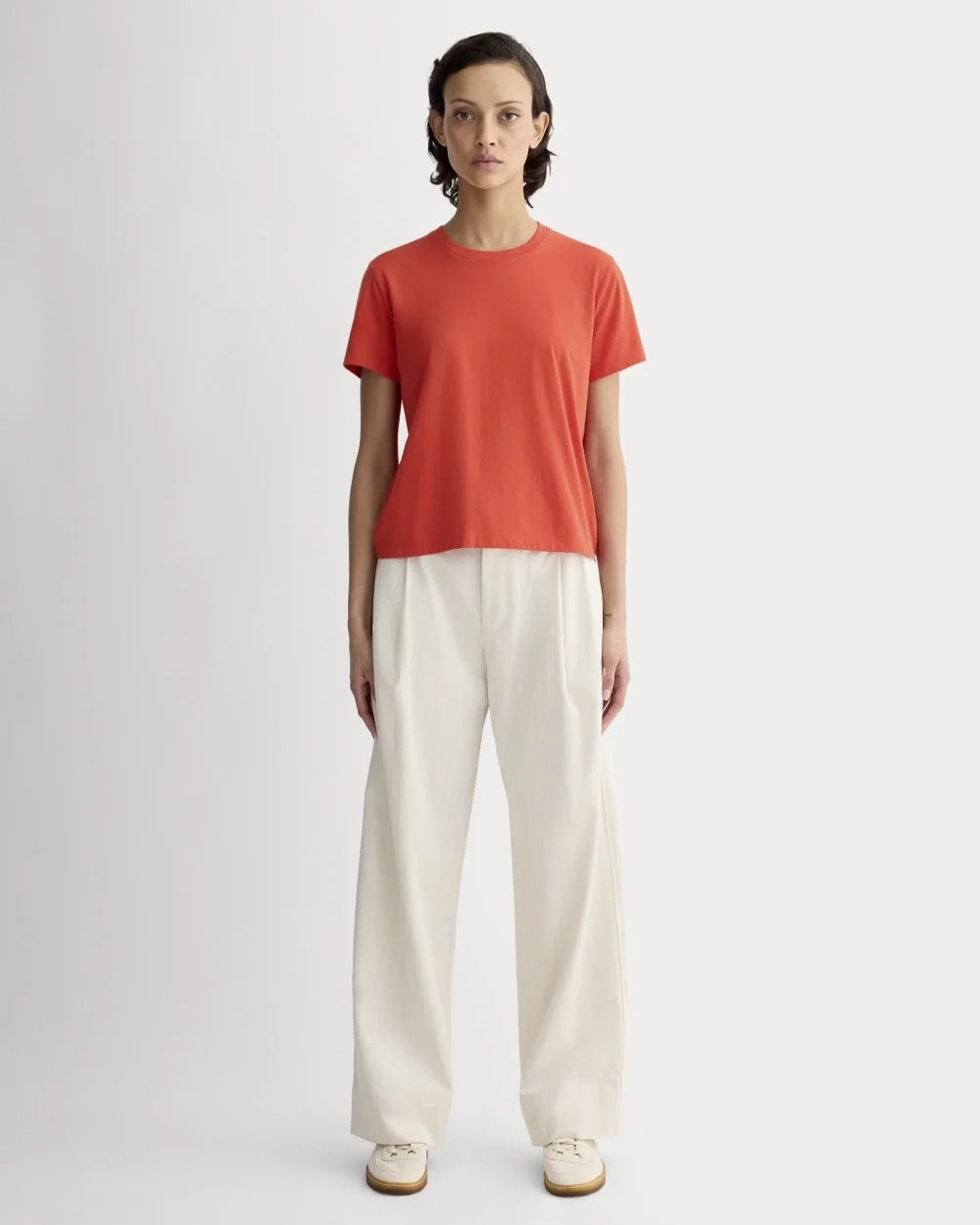 The Box-Cut Tee in Essential Cotton | Poppy Red | No Pocket (4)