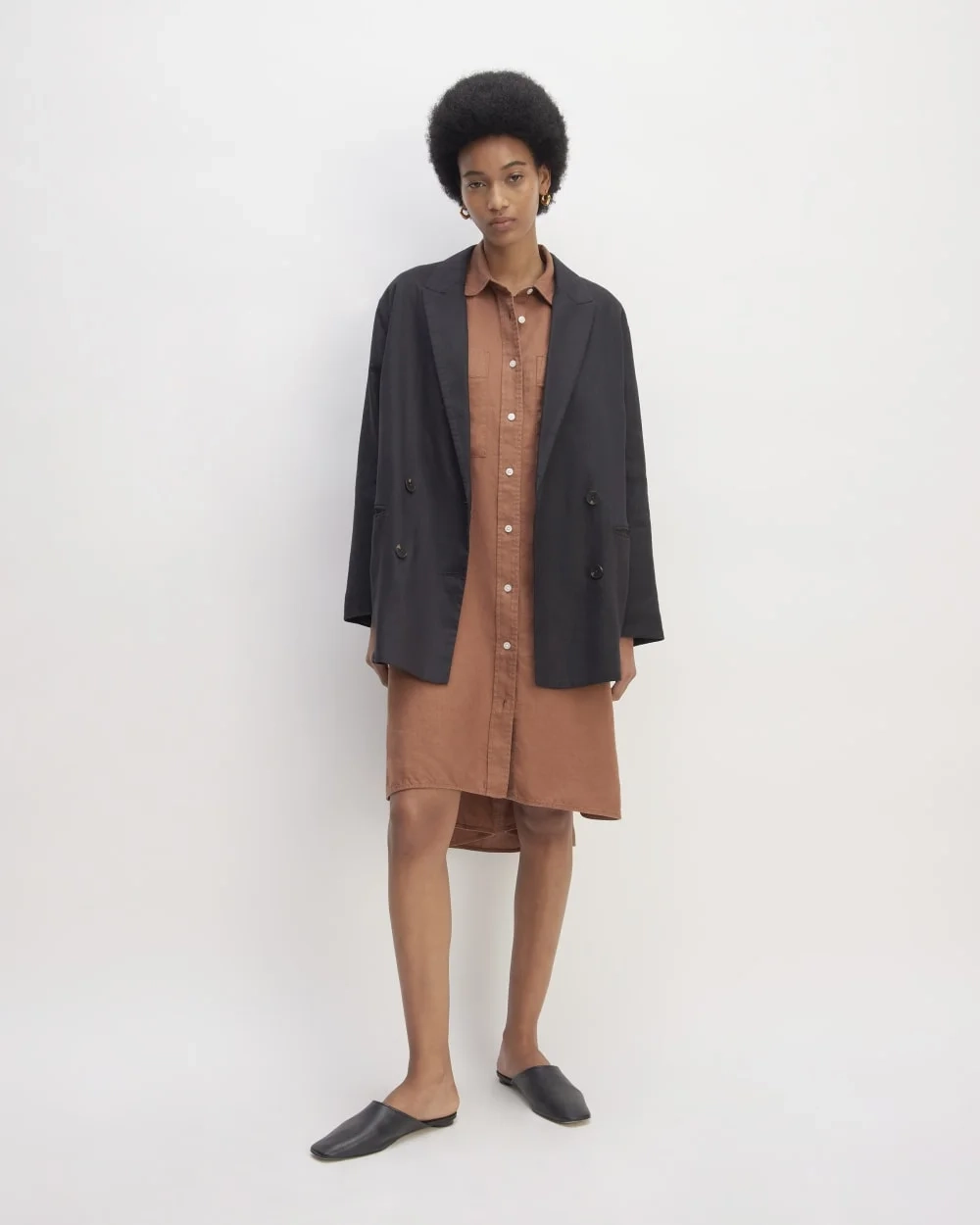 The Linen Double Breasted Blazer | Black (2)