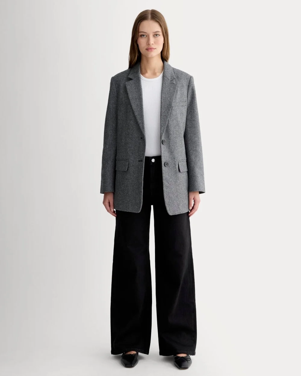 The Oversized Blazer in Wool | Grey Herringbone (3)