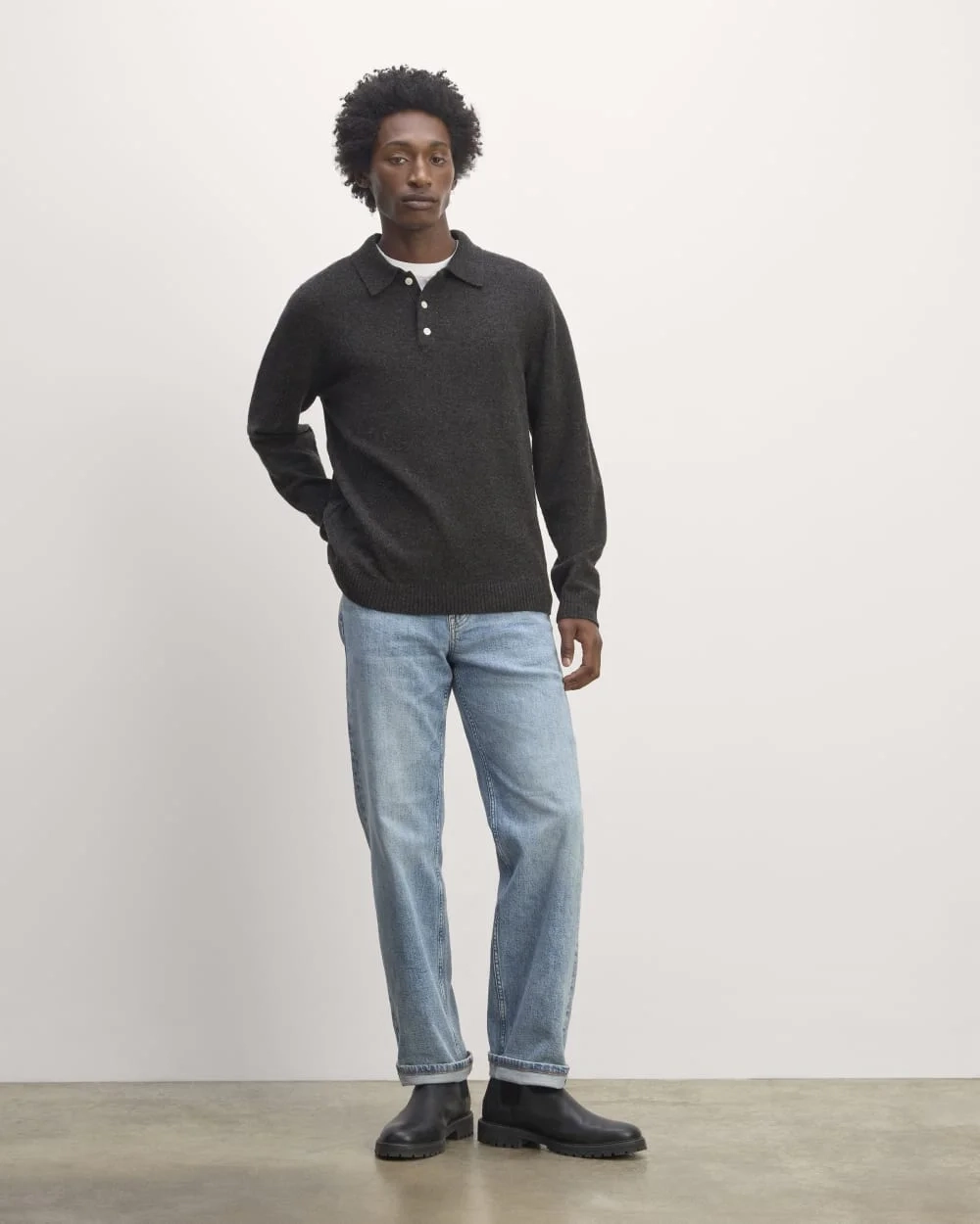 The Classic Polo in Luxe Merino | Charcoal (3)