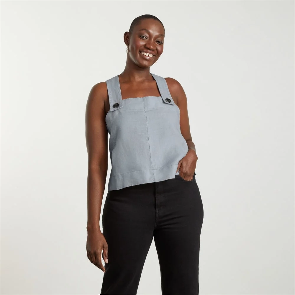 The Apron Linen Tank | Sky (2)