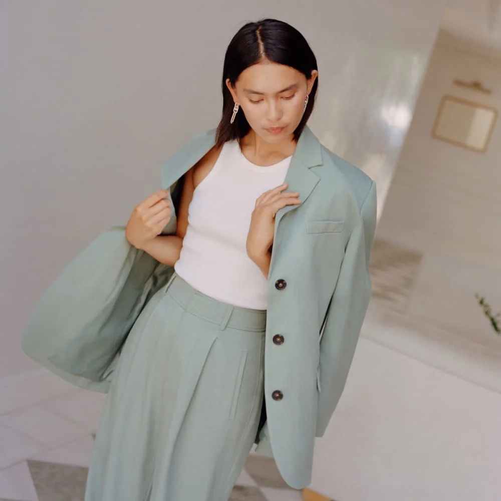 The Draper Pleated Pant in Buttersmooth | Lily Pad | 32" Inseam (5)