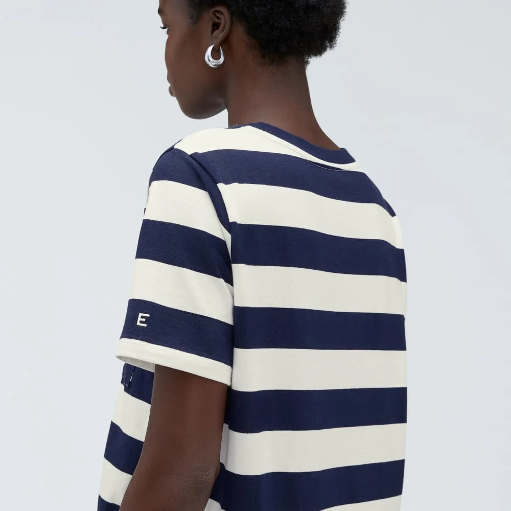 The Organic Cotton Weekend Tee Dress | Navy / Canvas (2)