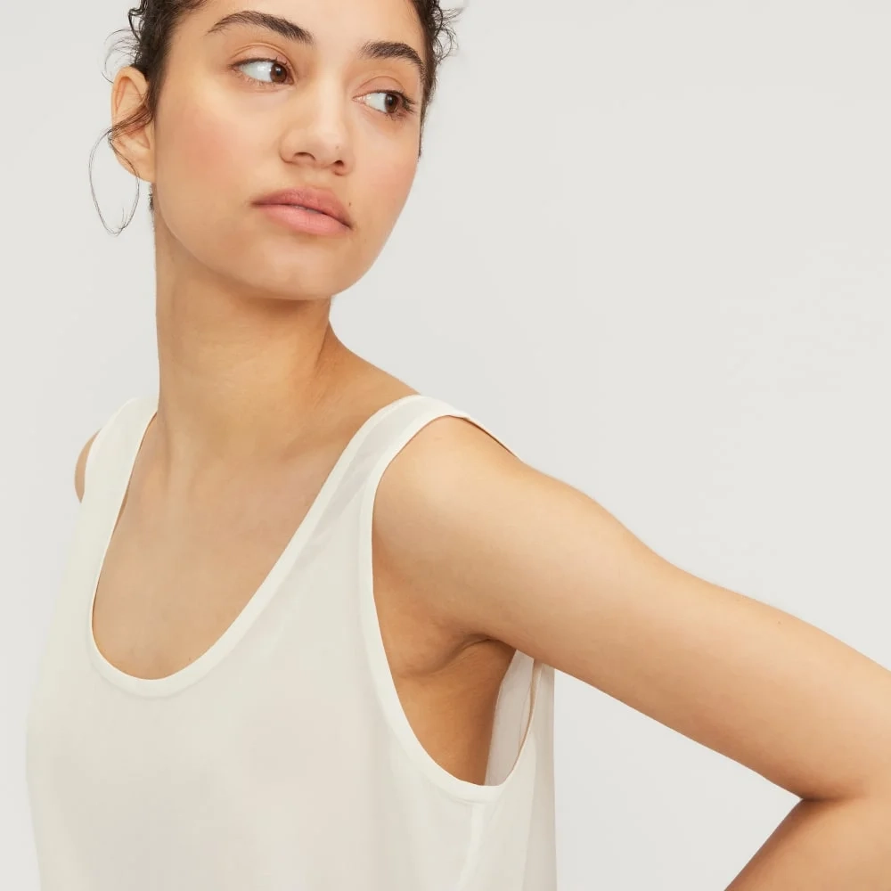 The Scoop Tank in Washable Silk | Off-White (3)