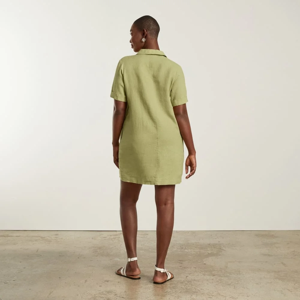 The Linen Workwear Dress | Leek (3)