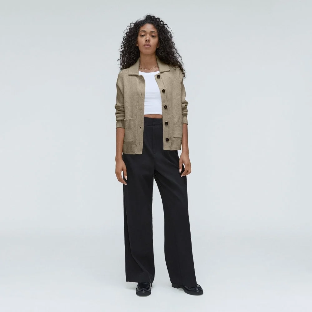 The Cotton Chore Sweater Jacket | Trench Coat Khaki (3)