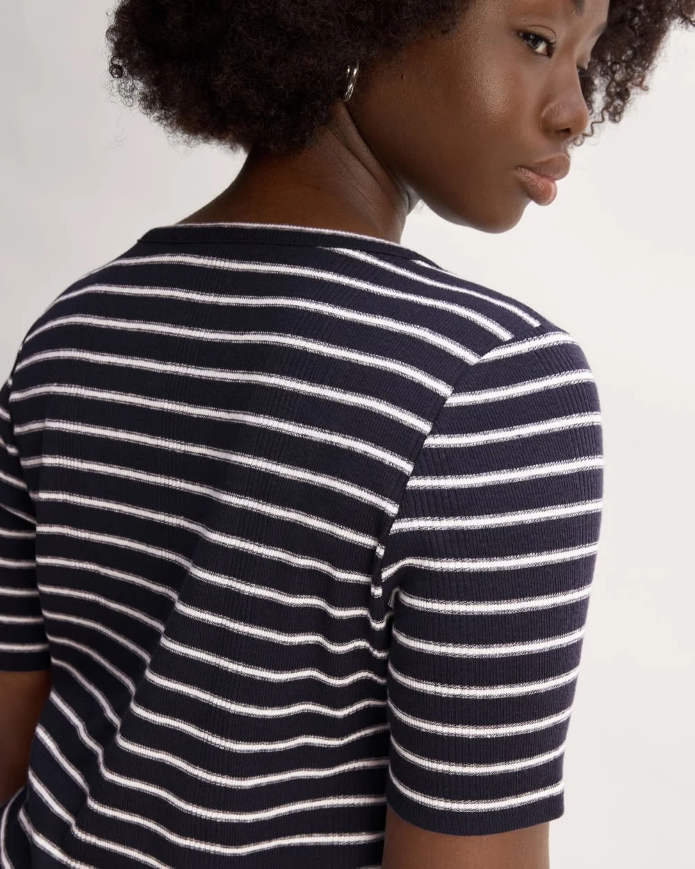 The Vintage Rib Scoop-Neck Top | Navy / Bone (2)