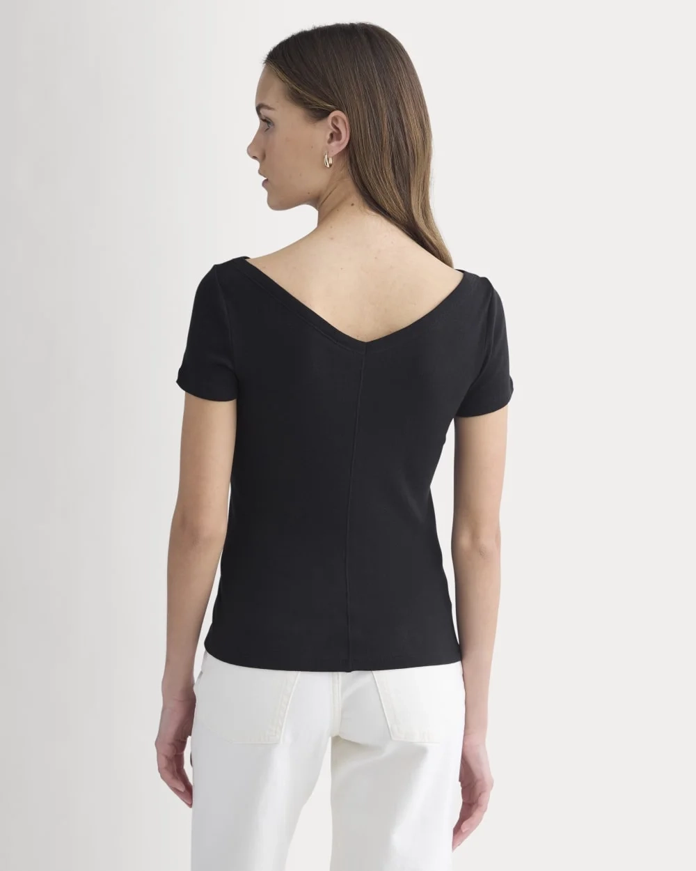 Tissue Short-Sleeve V-Neck Top | Black (3)