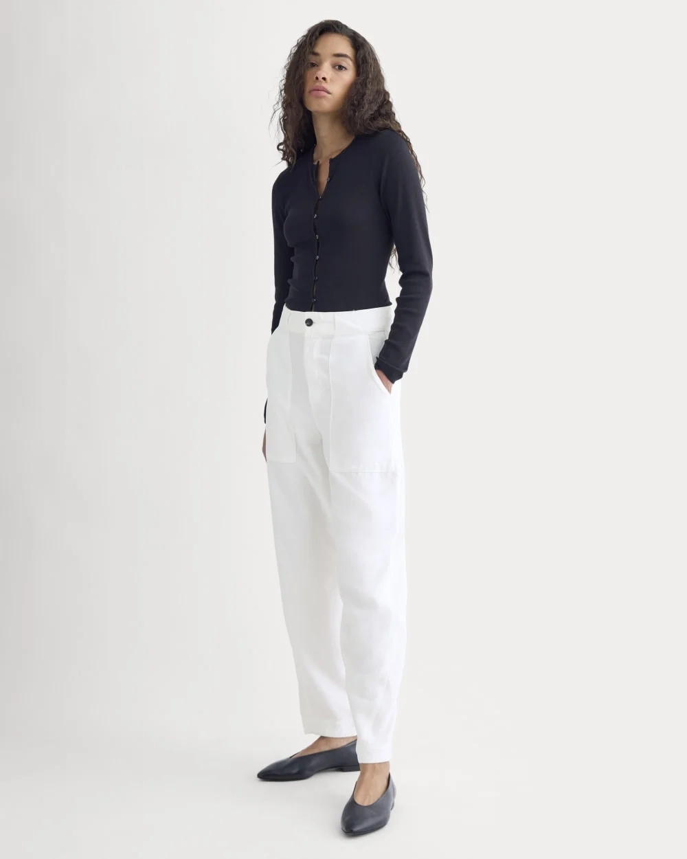 Patch Pocket Ballon Pant in Buttersoft | White (4)