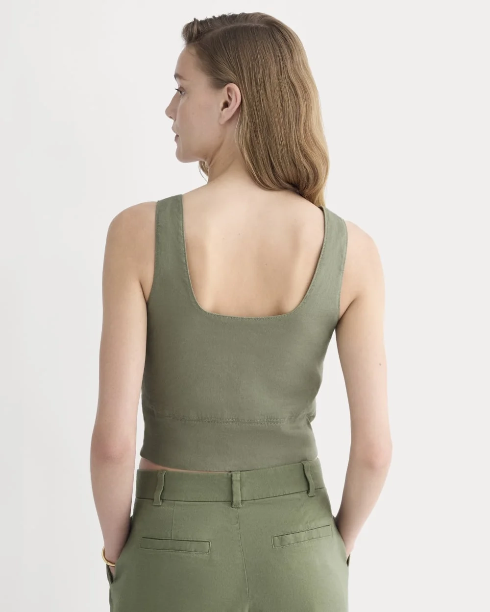 The Square Tank in Stretch Linen | Lichen Green (3)