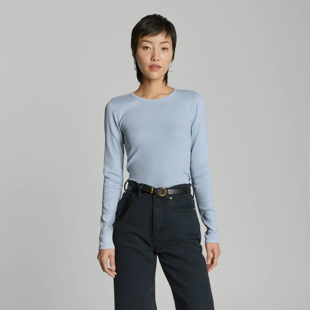 The Pima Micro-Rib Long-Sleeve Crew | Mist