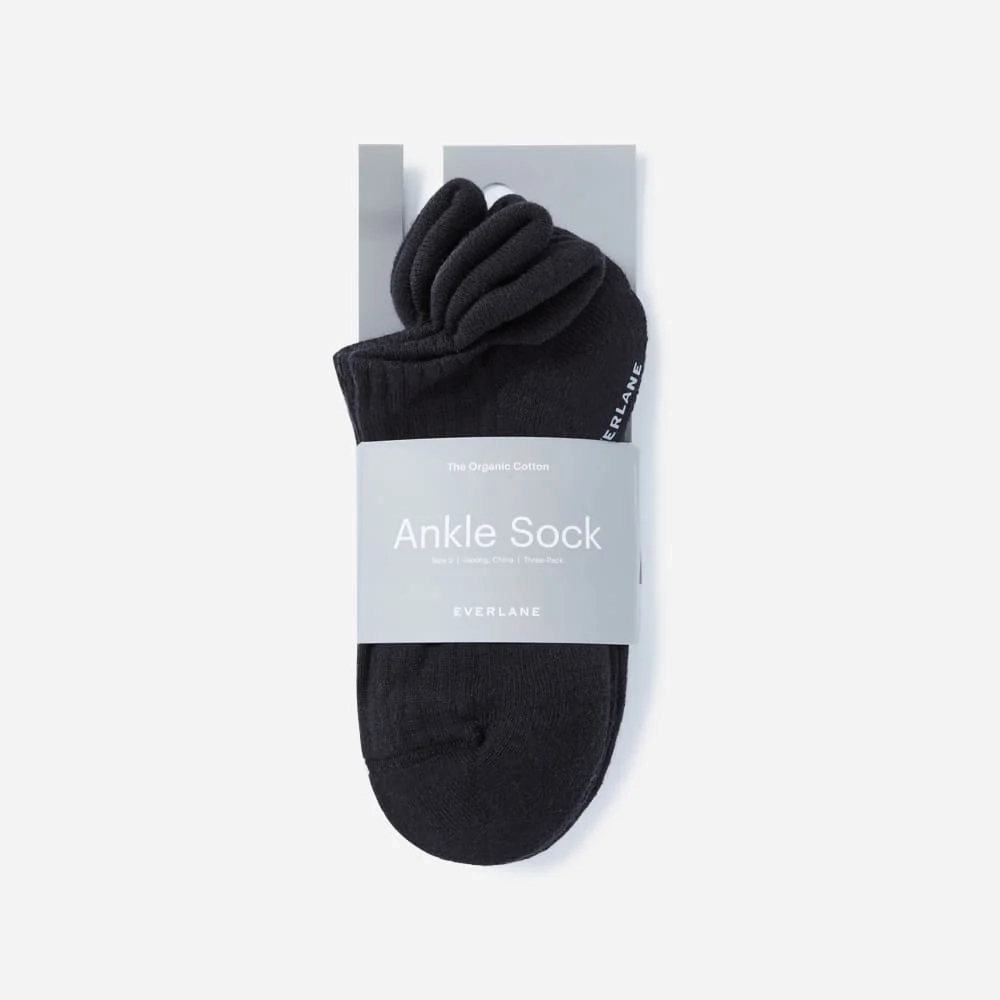 The Organic Cotton Ankle Sock 3-Pack | Black (3)