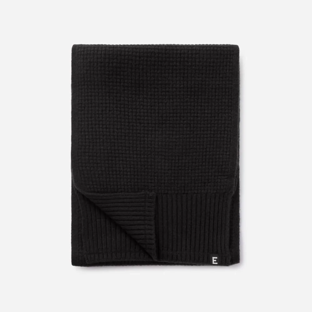 The Felted Merino Waffle-Knit Scarf | Black (5)