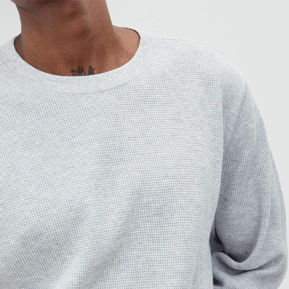 The Waffle Long-Sleeve Crew Tee | Heathered Light Grey (3)