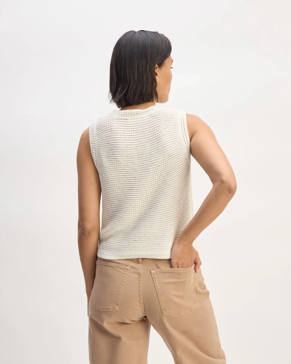 The Organic Cotton Open-Stitch Tank | Bone (4)