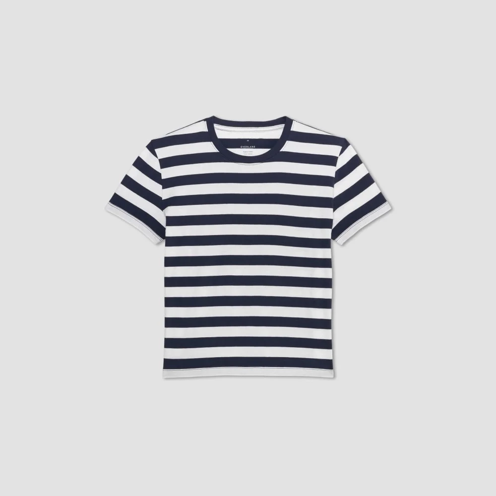 The Box-Cut Tee in Essential Cotton | Navy / Canvas | No Pocket (3)