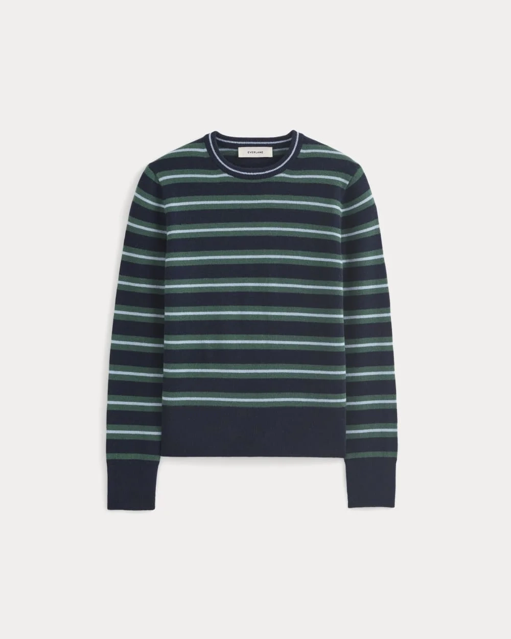 Cashmere Slim Crew Sweater | Hunter Green/Open Air Blue (3)