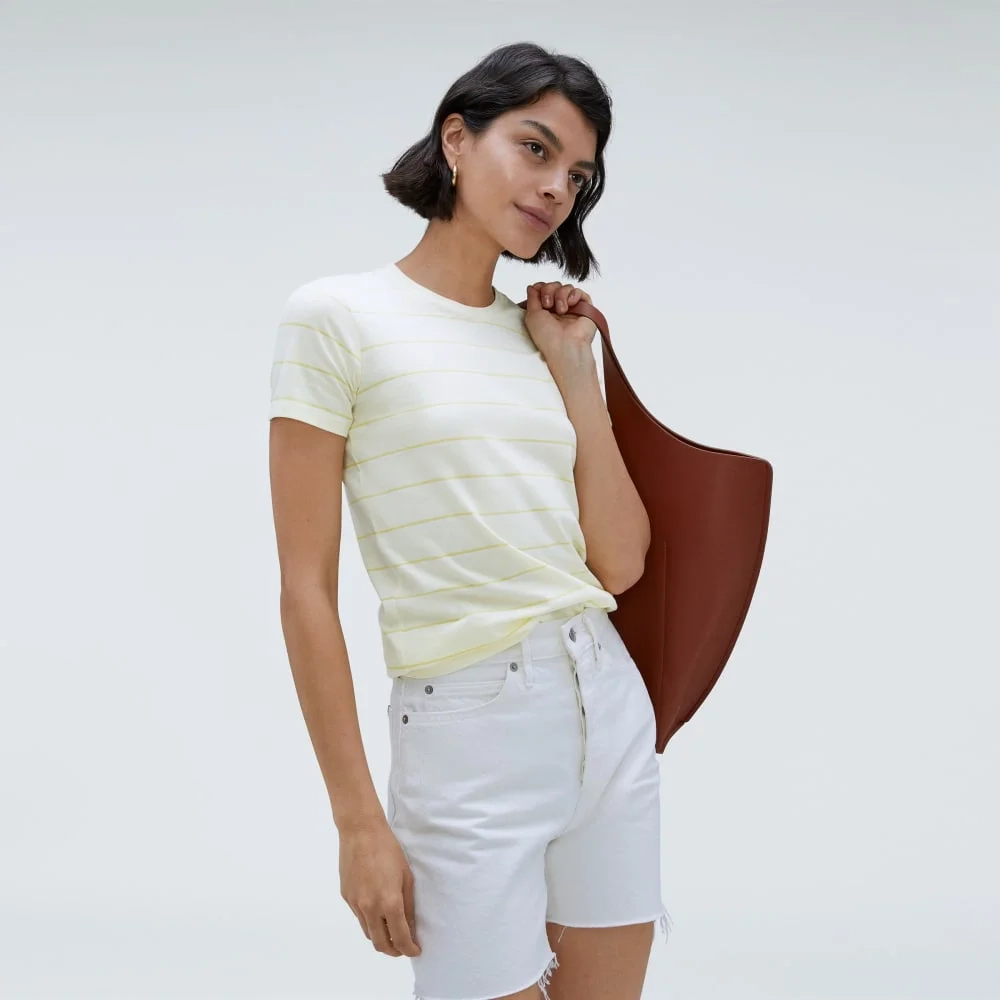 The Organic Cotton Crew Tee | Pastel Yellow / White (4)