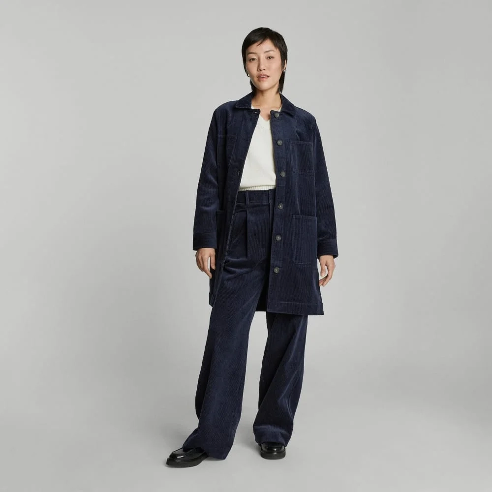 The Corduroy Long Shirt Jacket | Deep Navy (3)