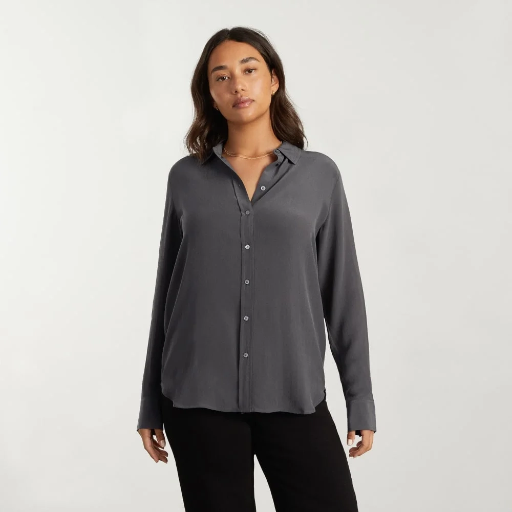 The Must-Have Shirt in Washable Silk | Slate Grey (2)