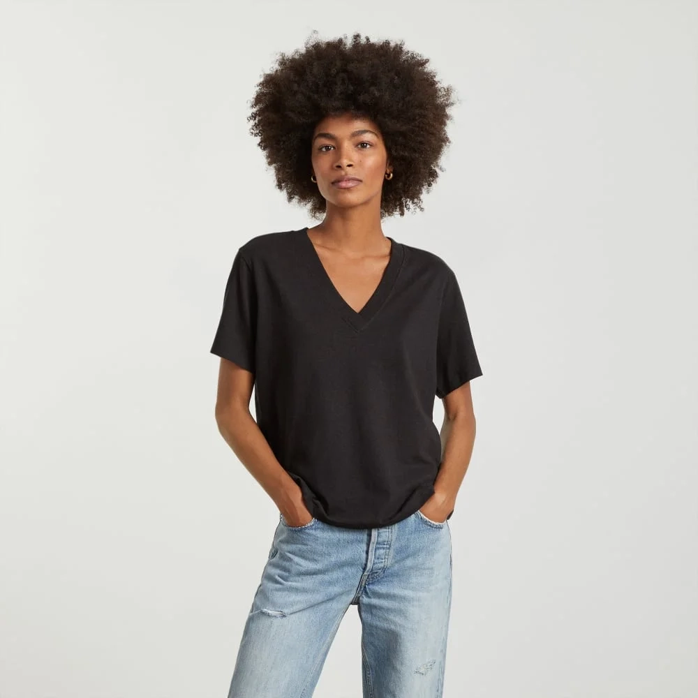 The Vintage V-Neck Hemp Tee | Black
