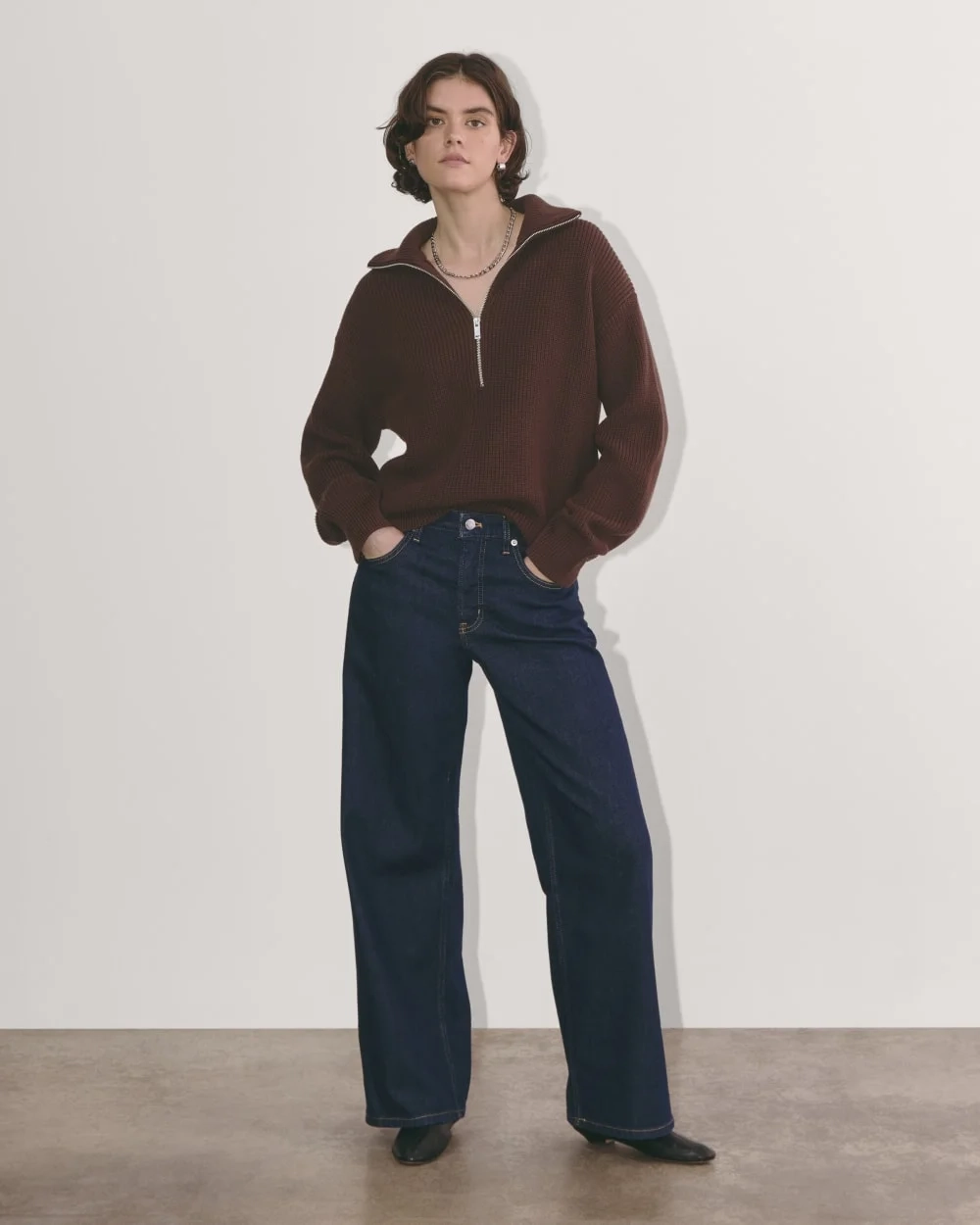 The Half-Zip in Everyday Cotton | Dark Mahogany (5)