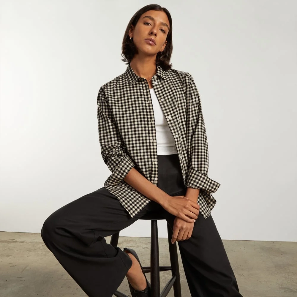 The Must-Have Shirt in Silky Cotton | Black / Canvas Gingham (3)