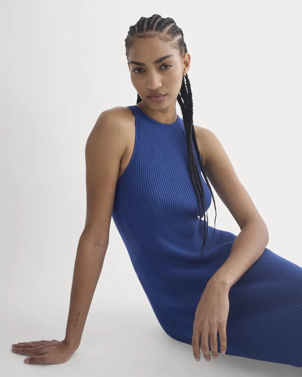 Cutaway Ribbed Midi Dress | Estate Blue (4)