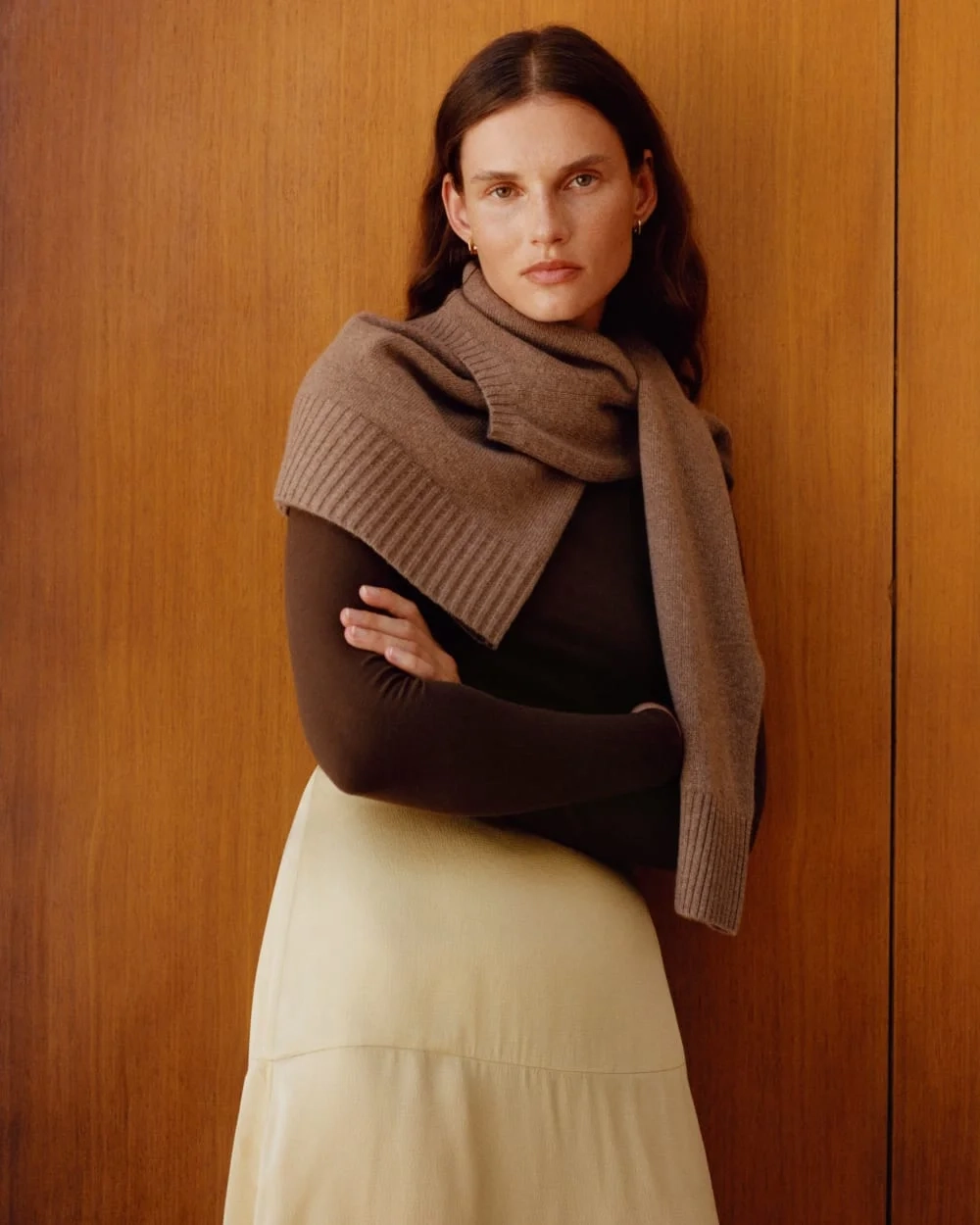 The Hammered Satin Slip Skirt | Raffia (3)