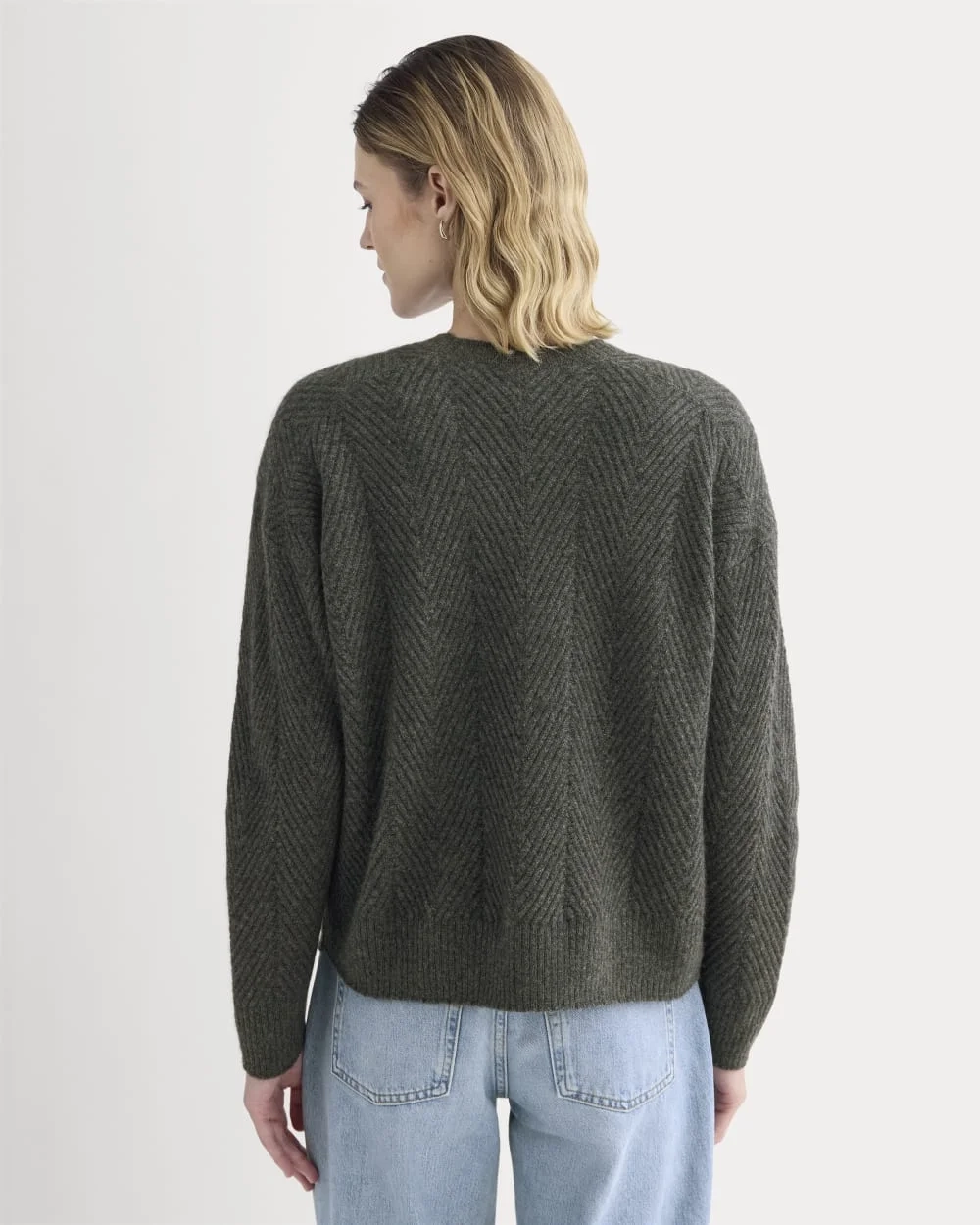 Cashmere Herringbone Sweater | Heather Charcoal (2)