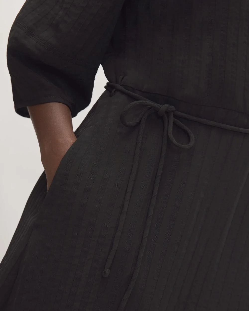 The City Stripe Wrap Dress | Black (4)