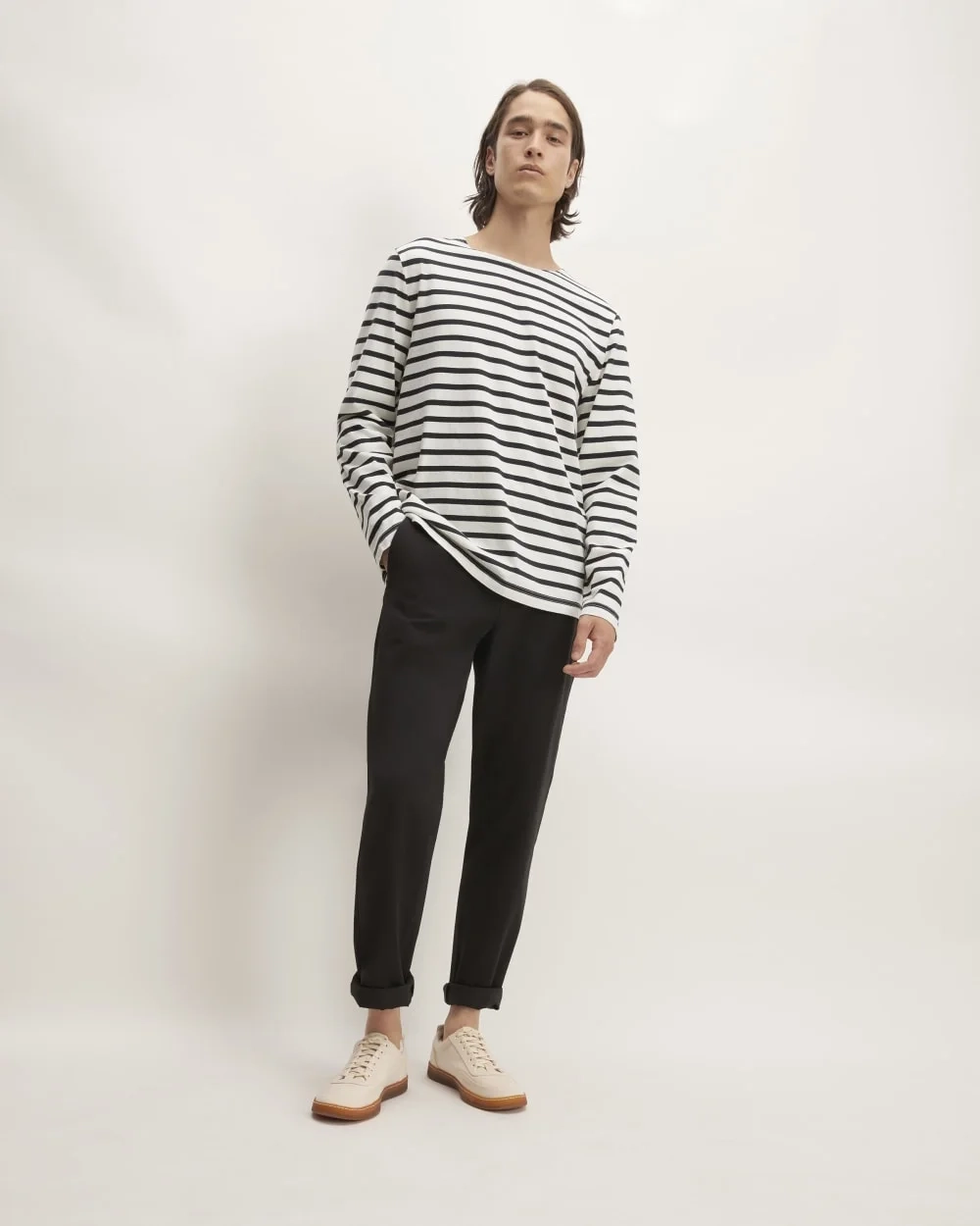 The Premium-Weight Long-Sleeve Mariner Tee |  Canvas / Black (2)