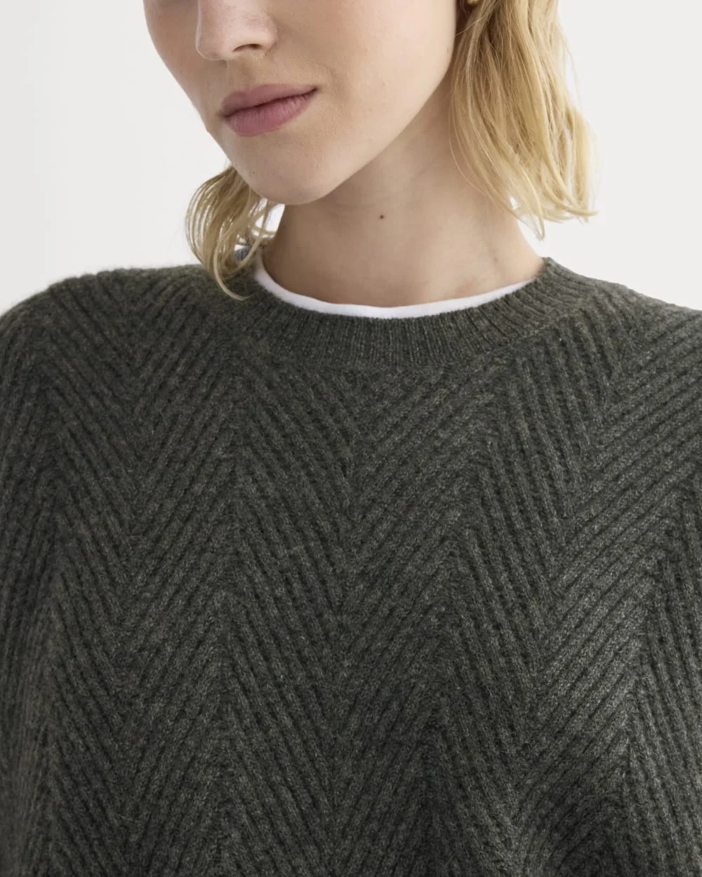 Cashmere Herringbone Sweater | Heather Charcoal (3)