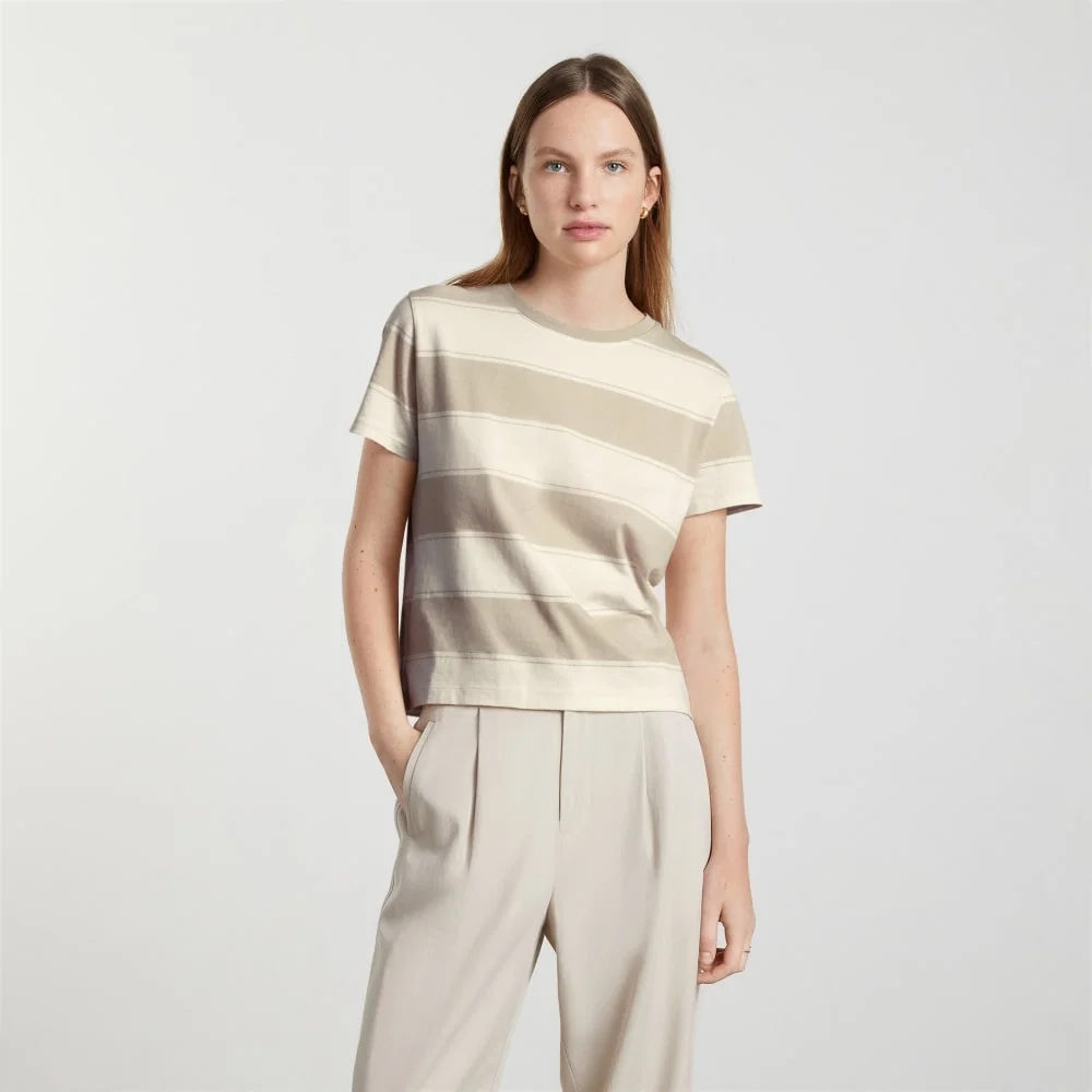 The Box-Cut Tee in Essential Cotton | Pale Khaki / Canvas Tan | No Pocket (4)