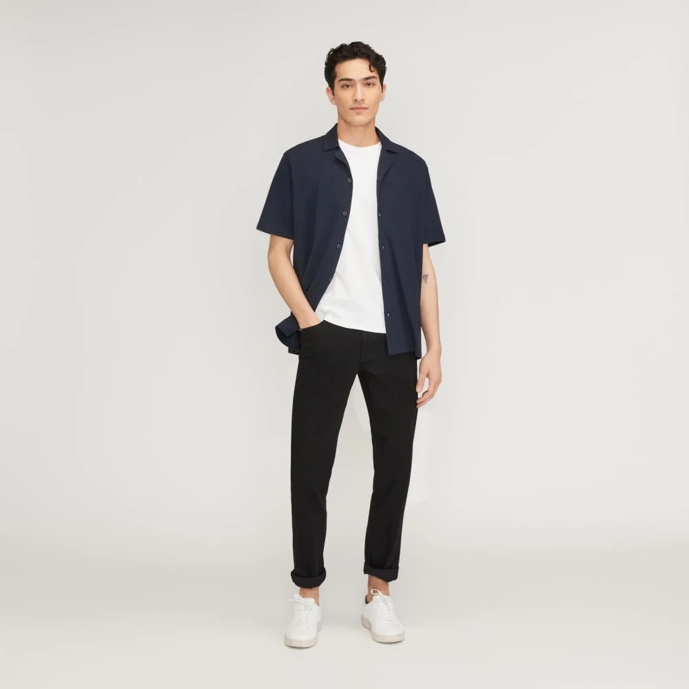 The Pique Short-Sleeve Shirt | Deep Navy (5)