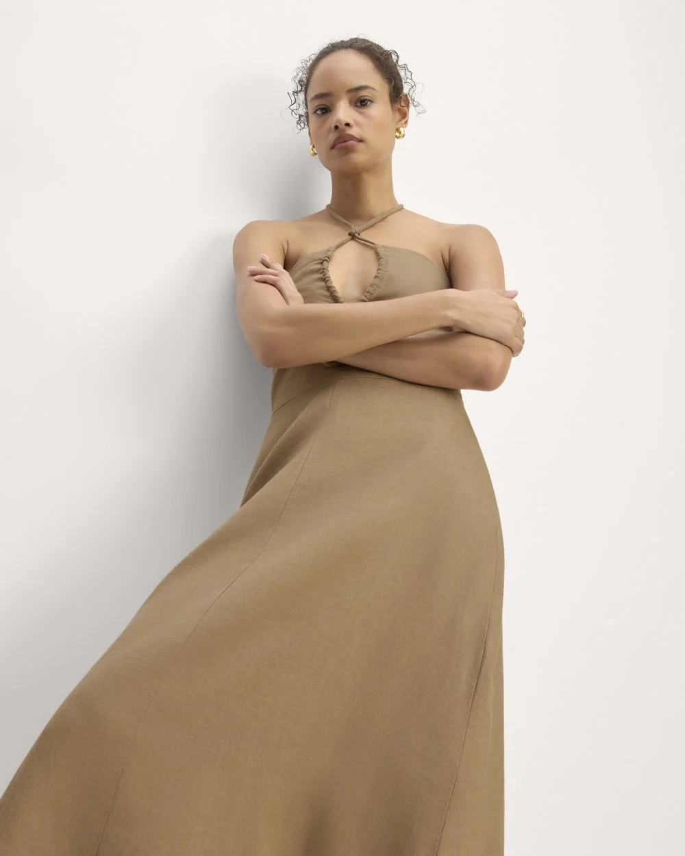 The Linen Halter-Neck Dress | Tiger's Eye (4)