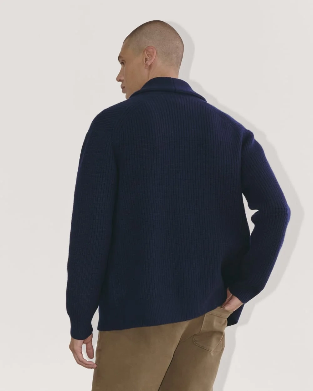 The Felted Merino Shawl Collar Cardigan | Deep Navy (3)