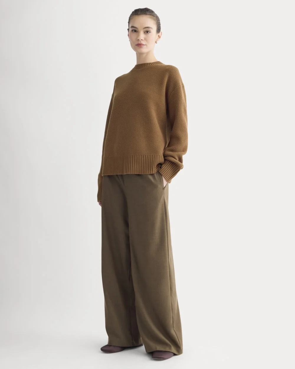 The Cotton Honeycomb Square Crew | Toffee (2)