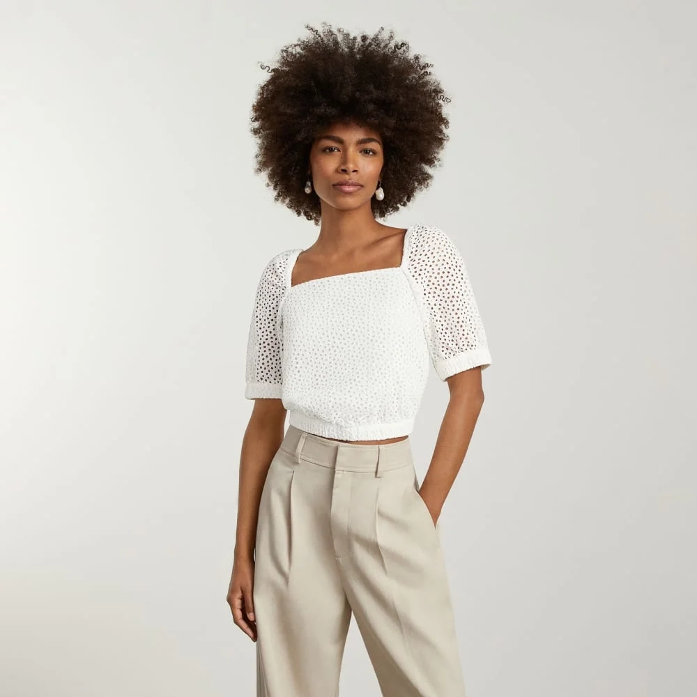 The Eyelet Puff Sleeve Top | White (3)