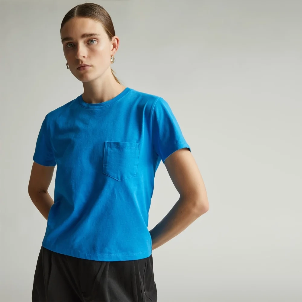 The Box-Cut Tee in Essential Cotton | Brilliant Blue | Pocket